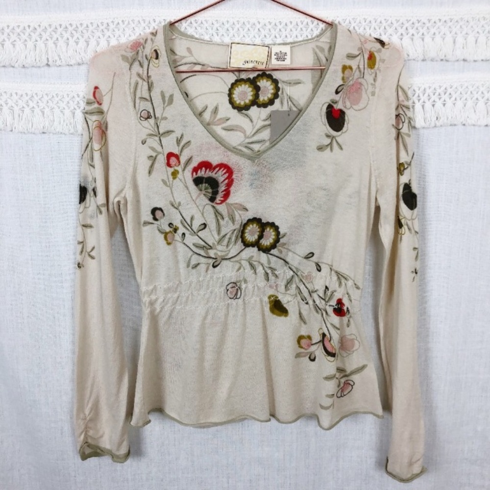 Anthro Guinevere | Japonica Embroidered Sweater M